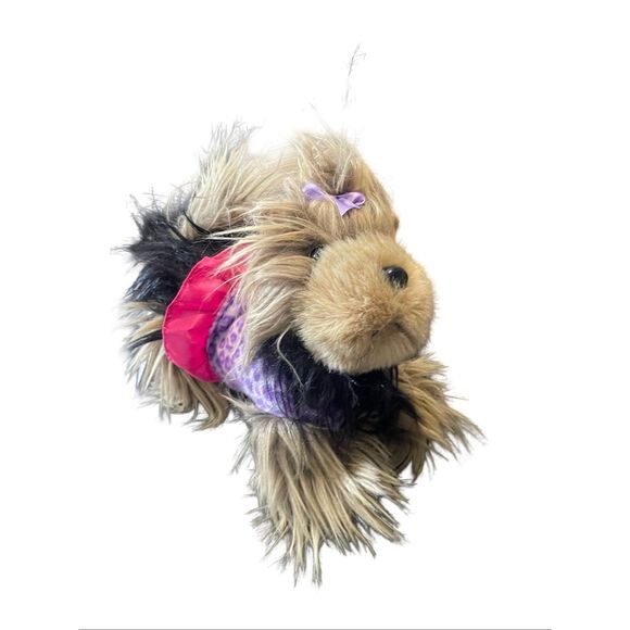 Battat Black Brown Pink Blue Scarf Pucci Pups Yorkshire Terrier Plush Stuffed An - Picture 8 of 11